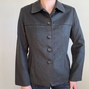 Mr & Mrs Macleod Womens Gray Minimalist Cashmere Wool Blend Shirt Jacket Sz 3